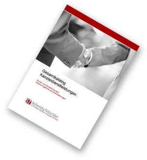 Das Bild zeigt das Cover unseres Dienstleistungskataloges. Er kann hier heruntergeladen werden.